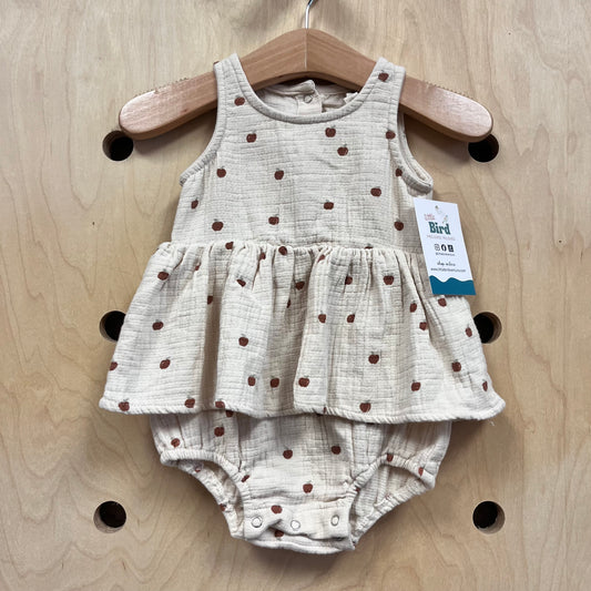 Beige/Rust Apples Gauze Romper