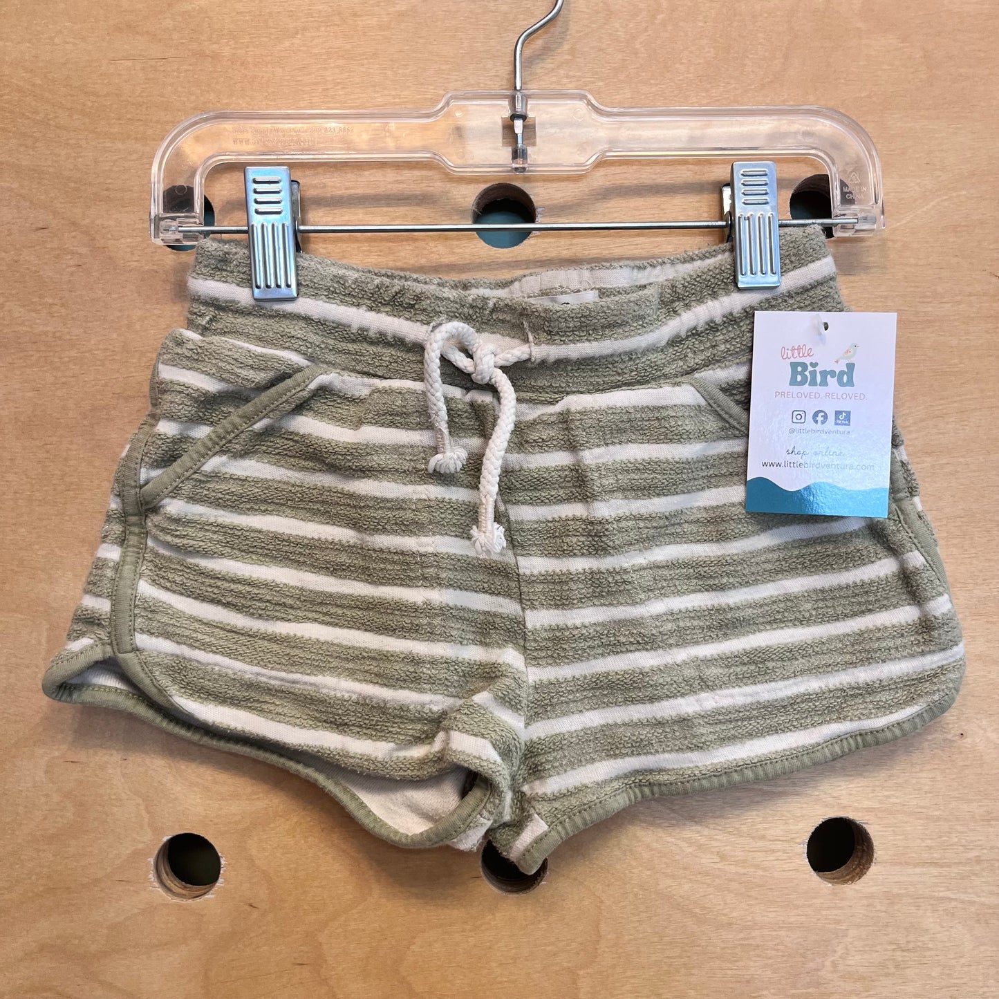 Green/White Stripe Terry Shorts