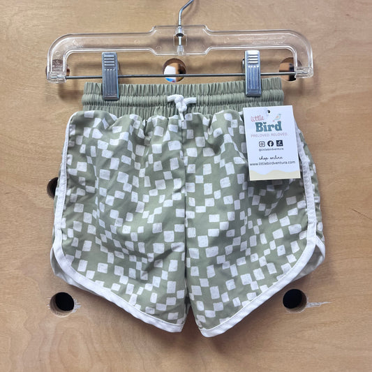 Green/White Squares Swim Trunks