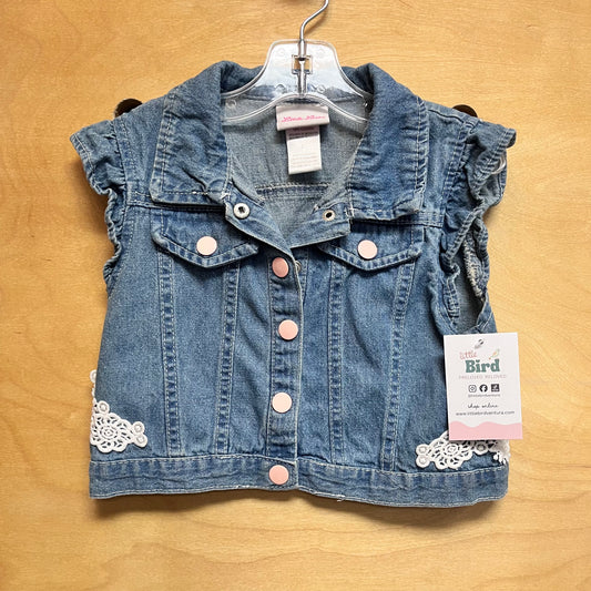 Lace Detail Denim Snap Vest