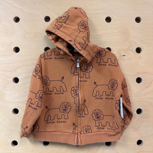 Brown Lion Roar Zip Hoodie
