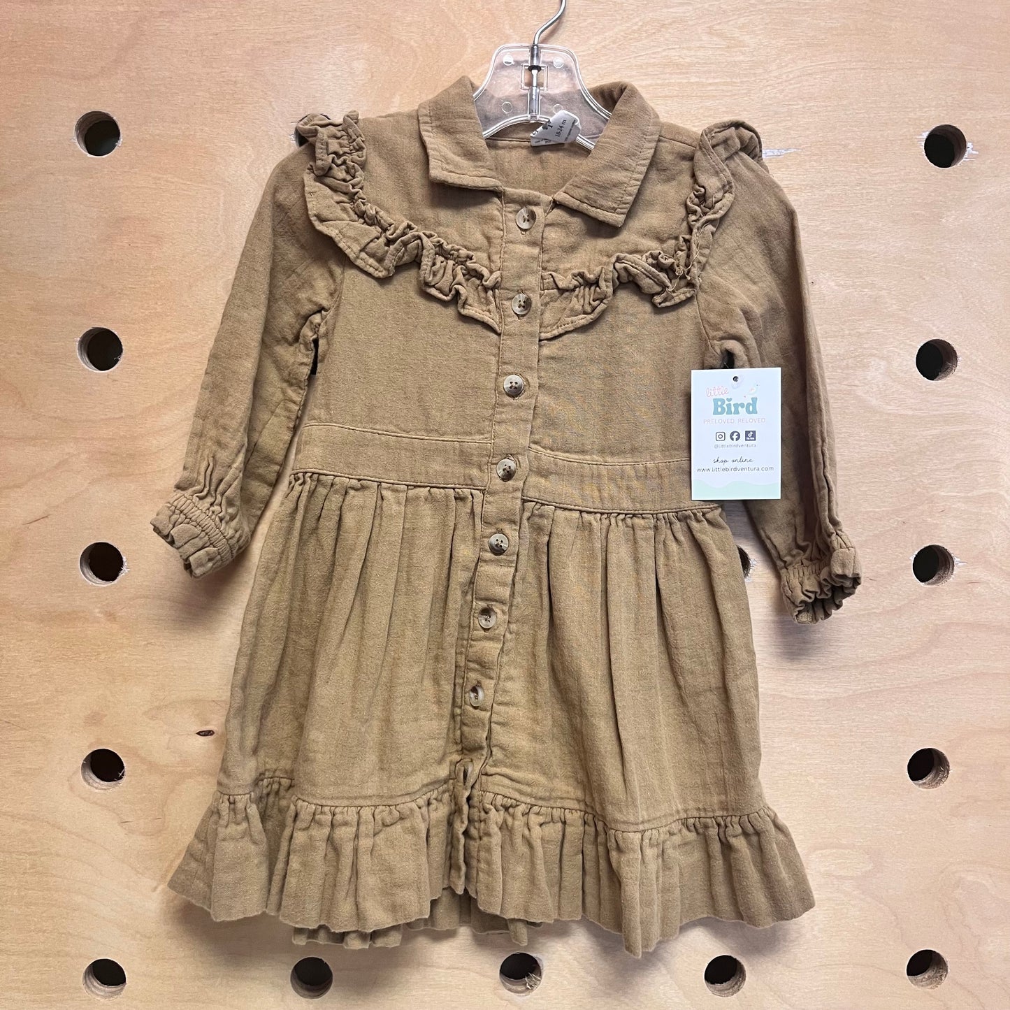 Organic Brown Ruffle Dress