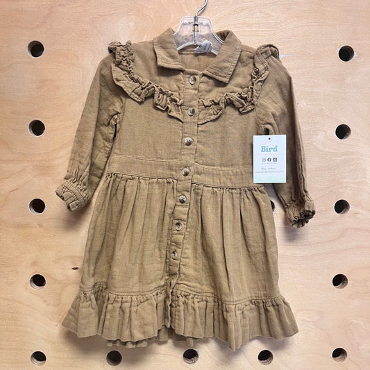 Organic Brown Ruffle Dress