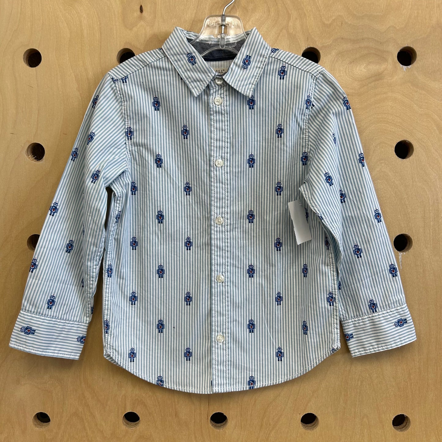 Striped Robots Button Up