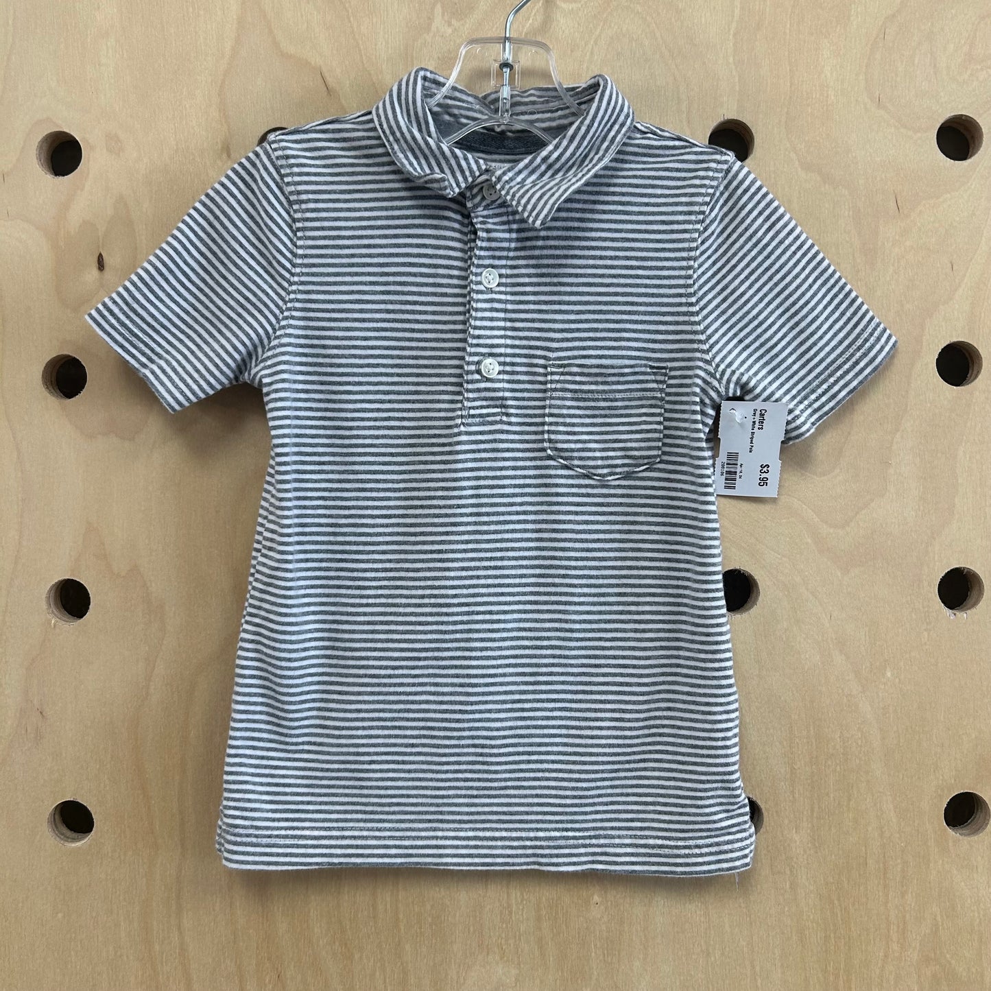 Grey+White Striped Polo