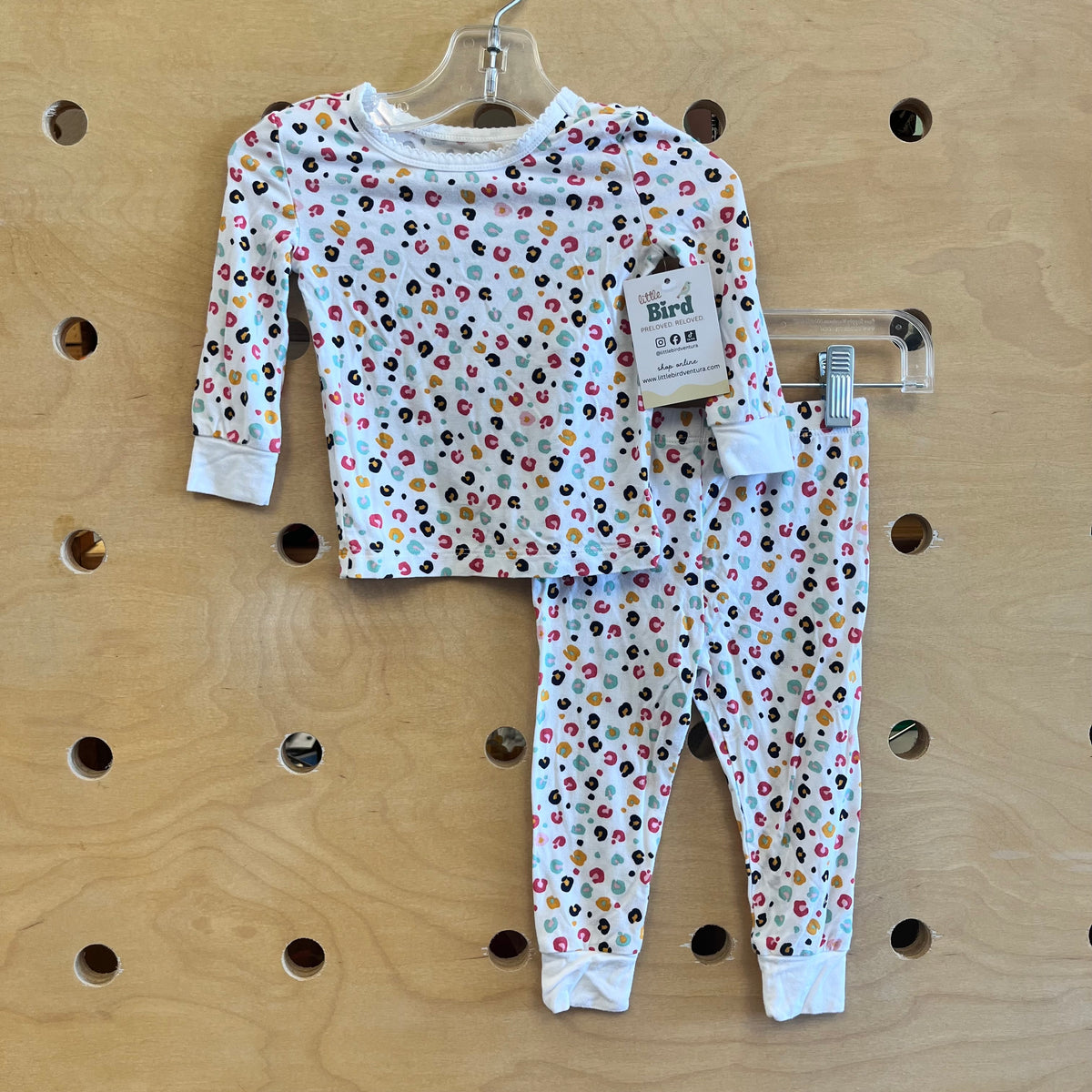 White/Multicolor Animal Print PJ's