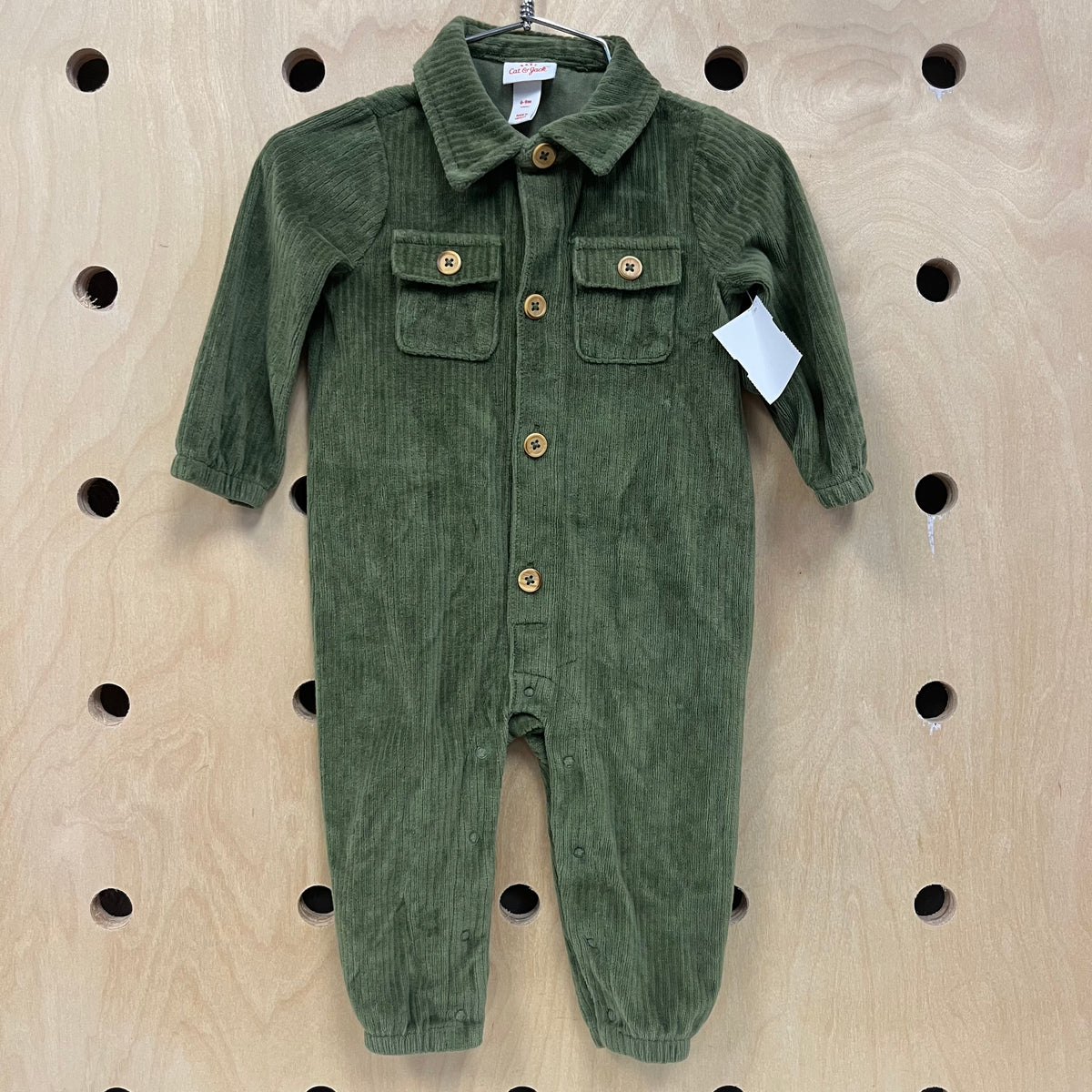 Green Cord Collared Romper