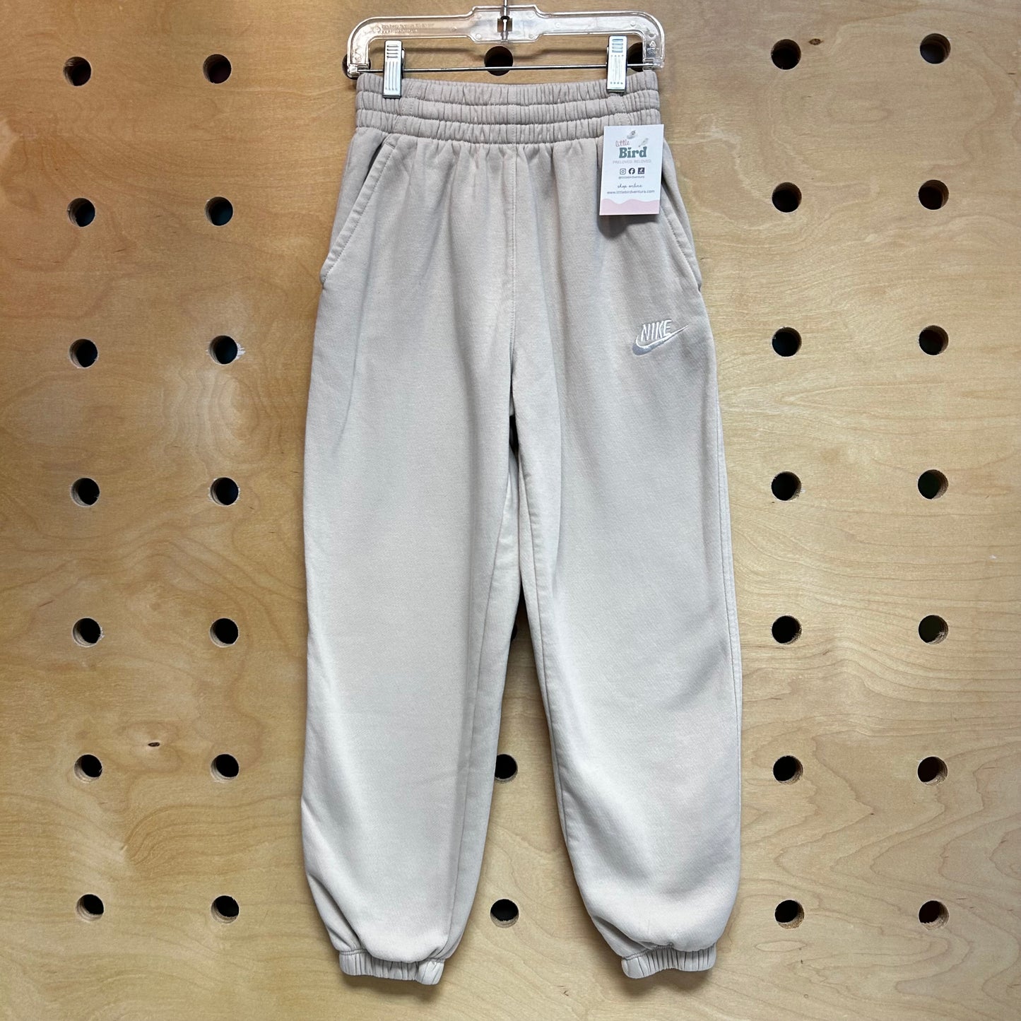 Beige Embroidered Logo Joggers