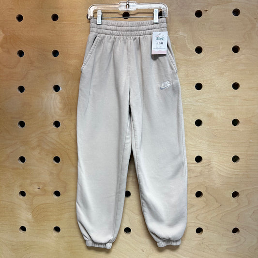 Beige Embroidered Logo Joggers