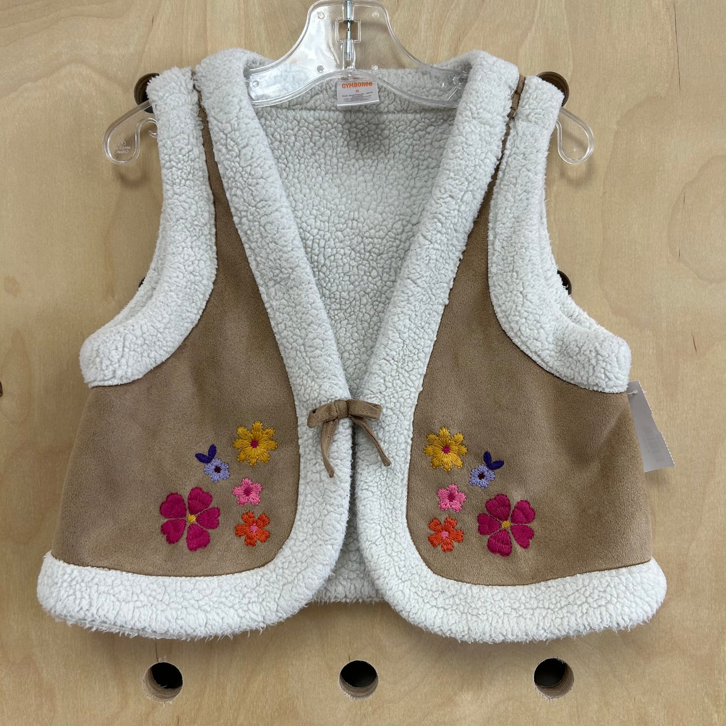 Faux Suede Floral Vest