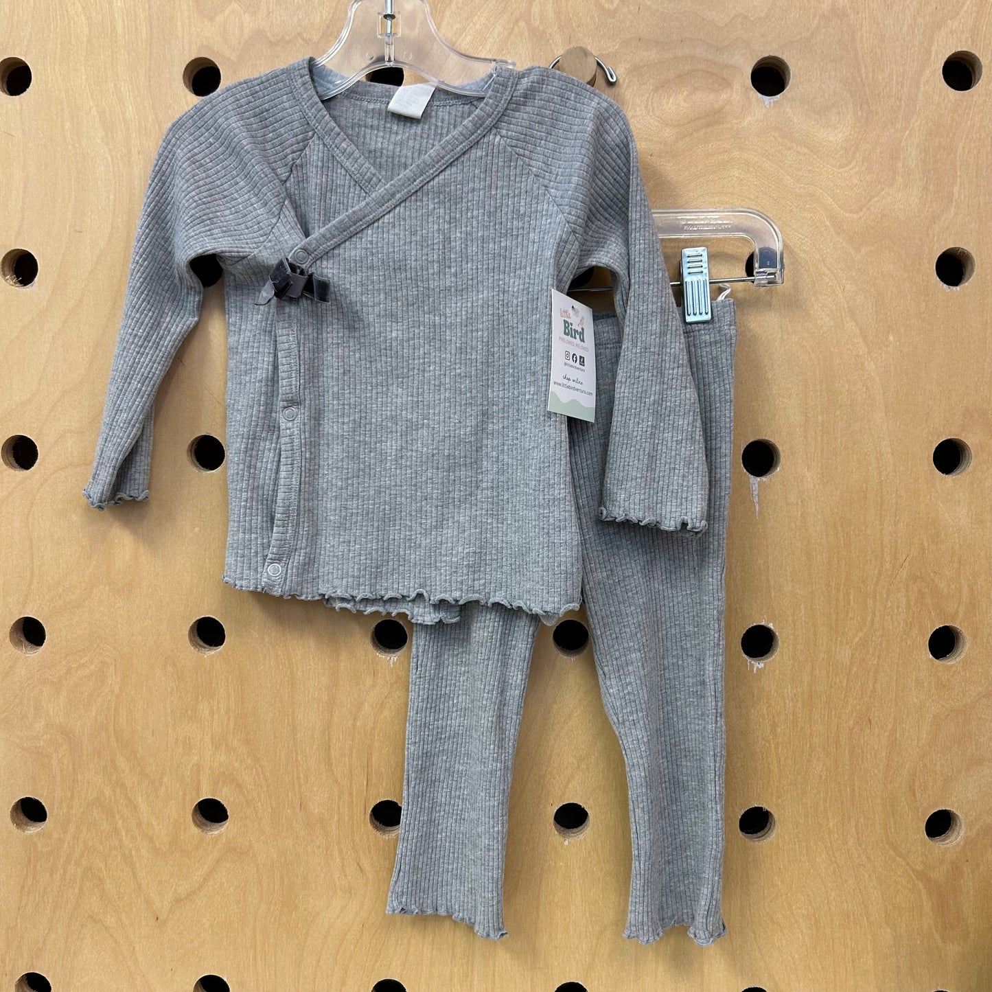 Grey Ribbed Wrap Outfit