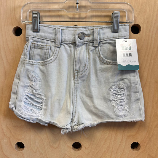 Distressed Light Wash Denim Shorts