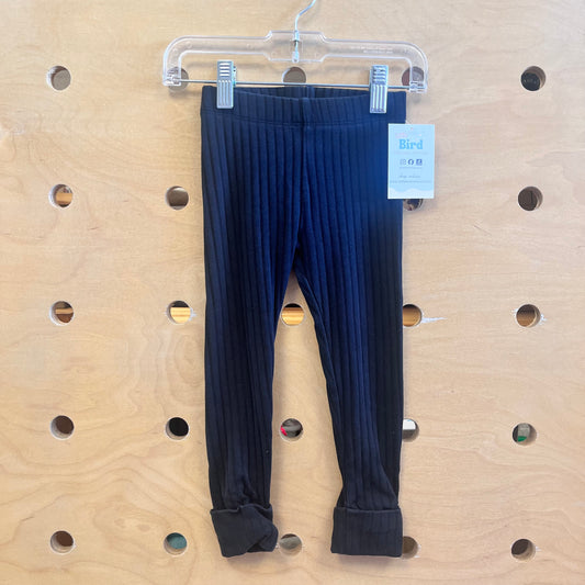 Black Ribbed Organic Cuffed Leggings
