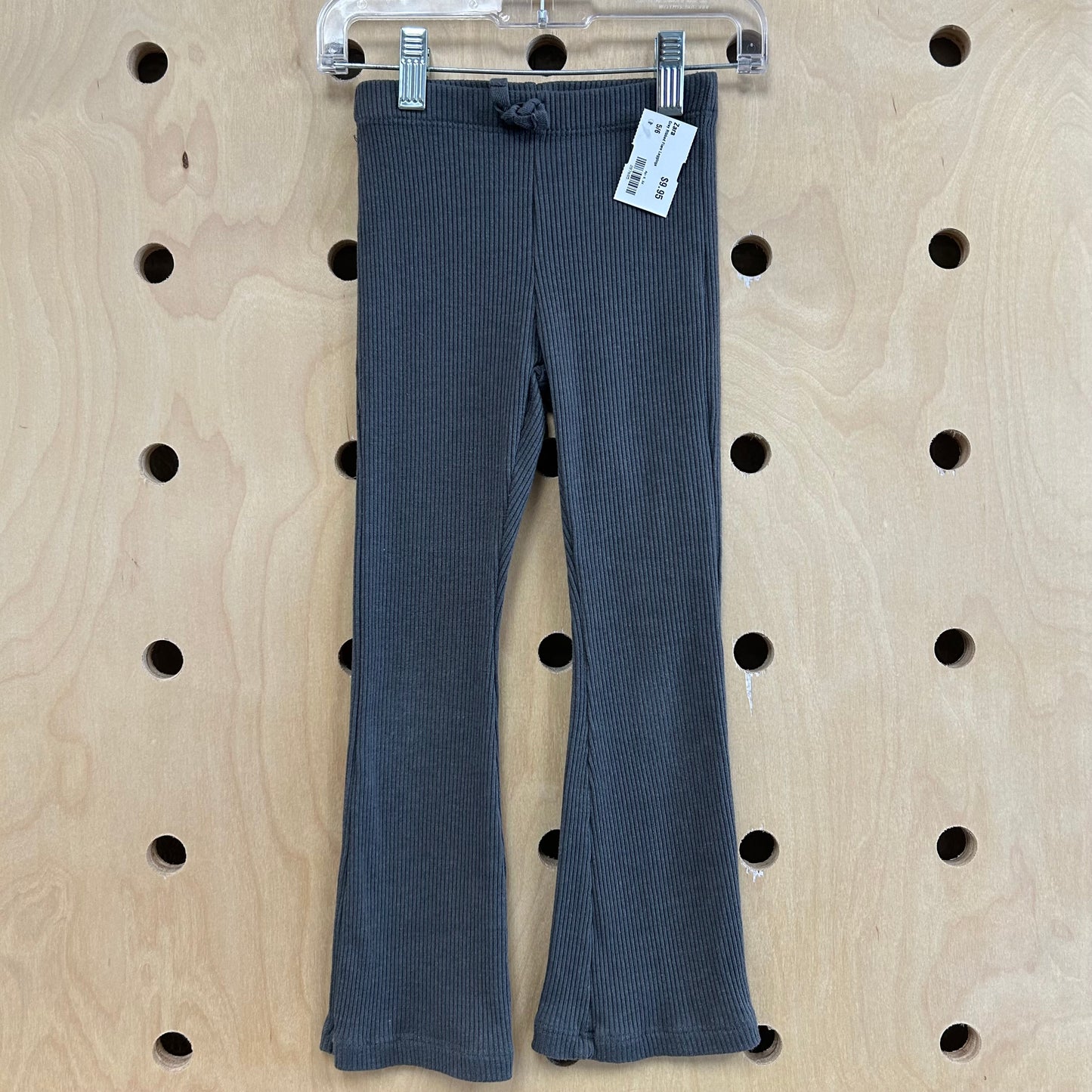 Grey Ribbed Flare Leggings