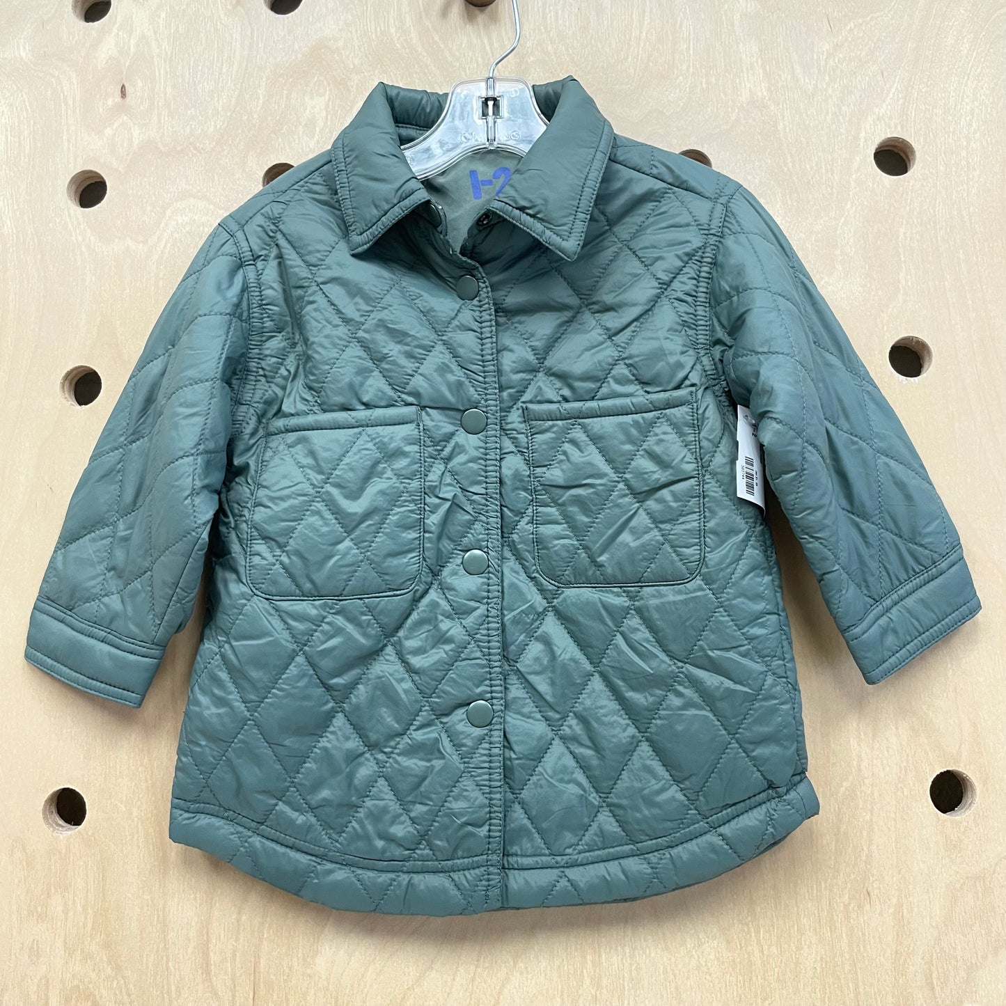Green Quilted Snap Jacket