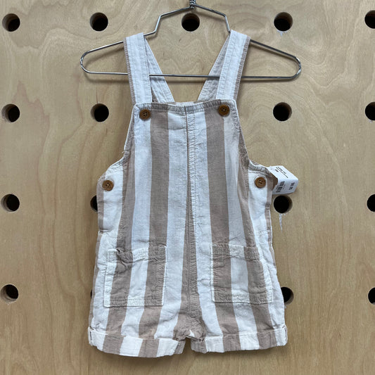 Beige Striped Shortalls