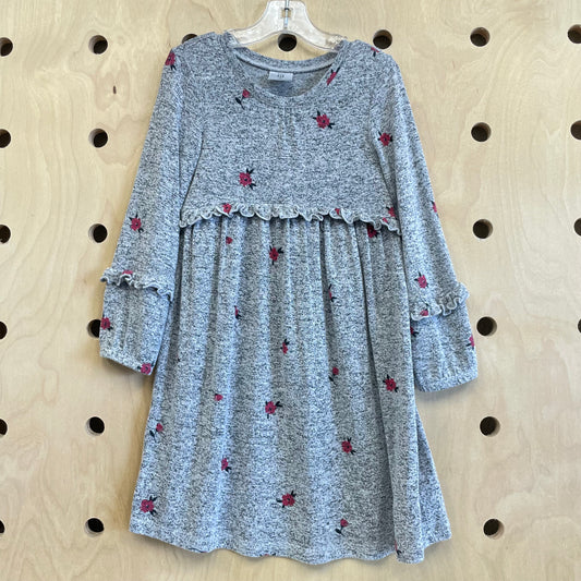 Grey Soft Knit Floral Dress