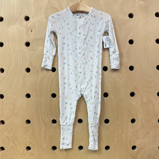 Cream Zoo Animals Bamboo Pajamas