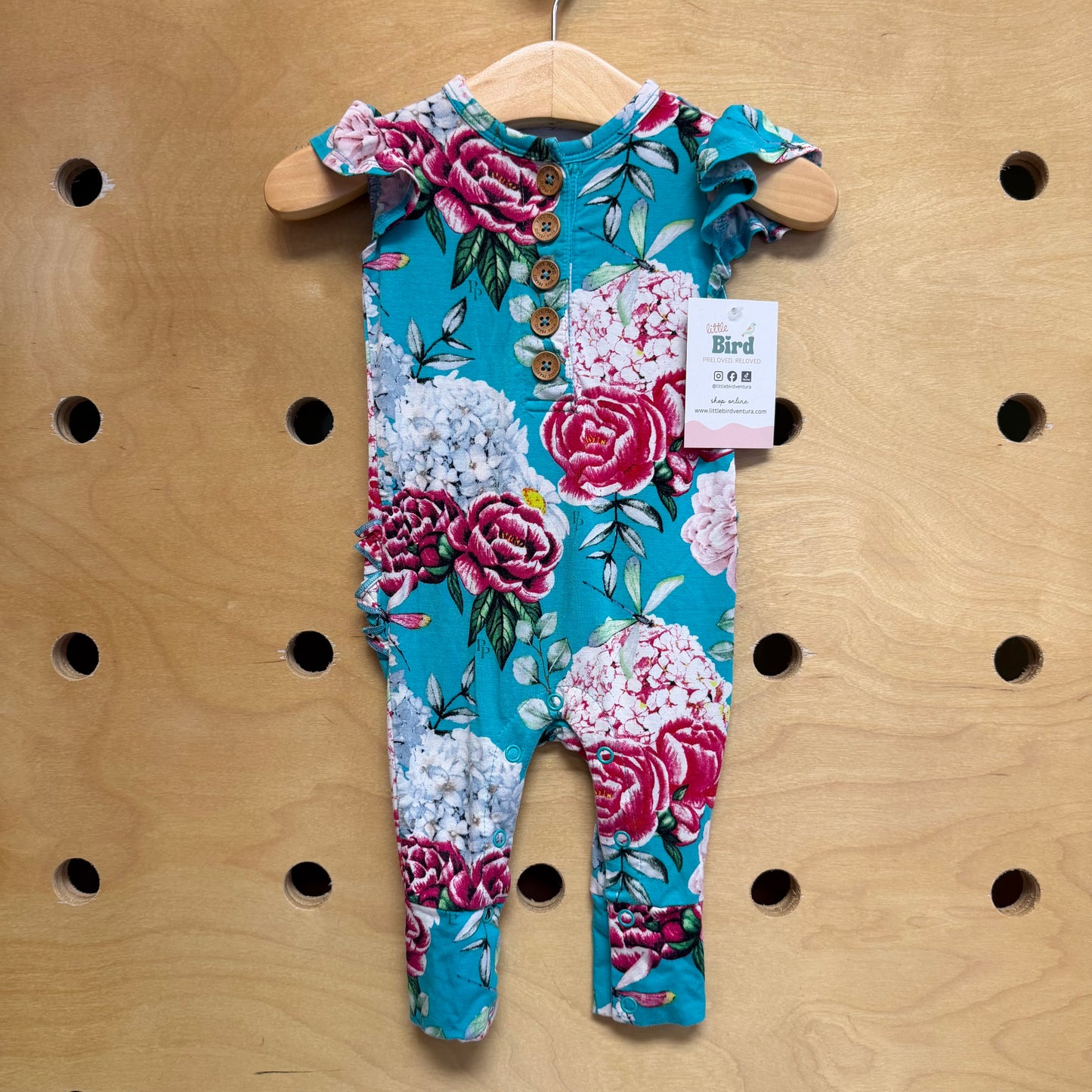 Blue/Pink Floral Bamboo Romper
