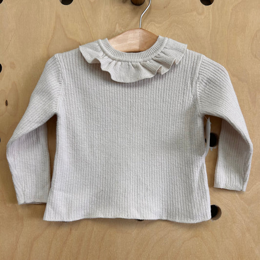 Cream Ribbed Knit Top