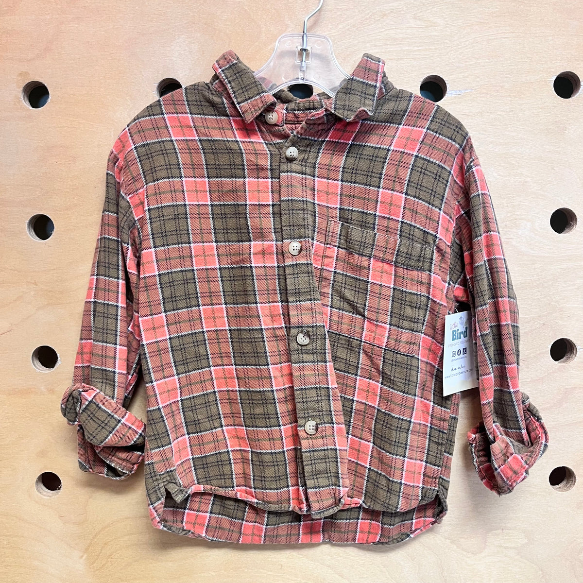 Green/Orange Plaid Flannel