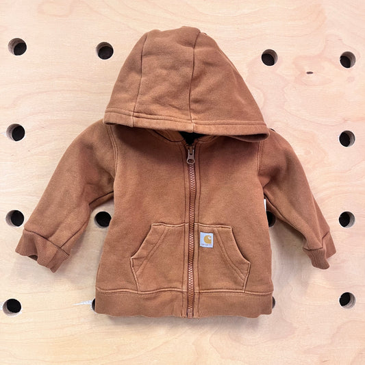Brown Logo Zip Hoodie
