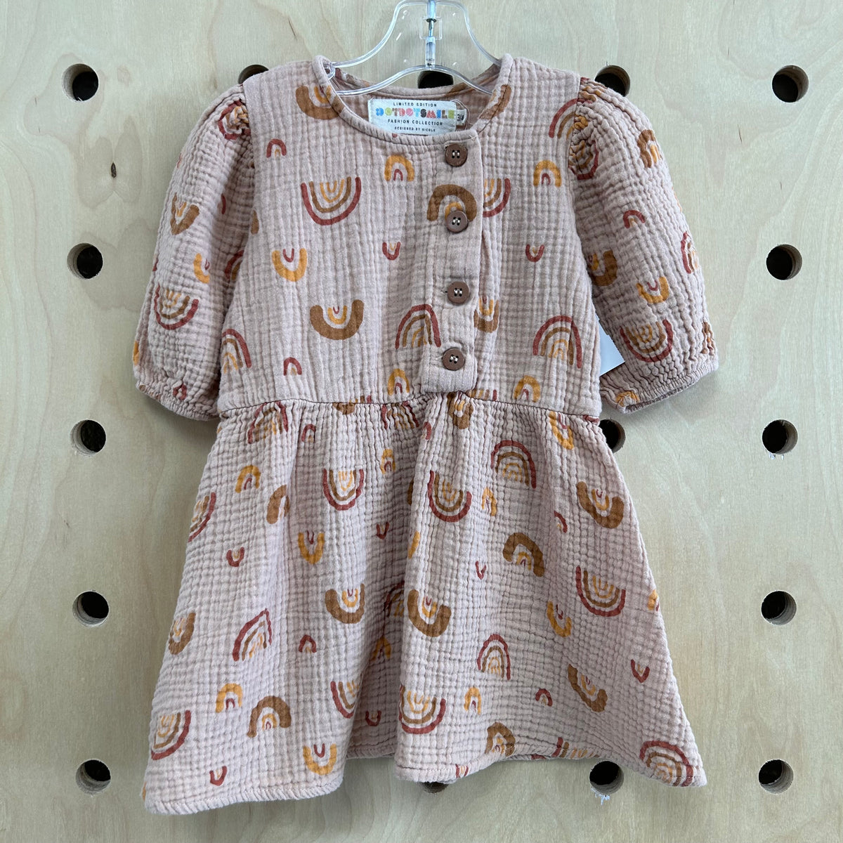 Tan Rainbows Muslin Dress