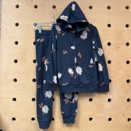 Blue Floral Zip Hoodie & Joggers
