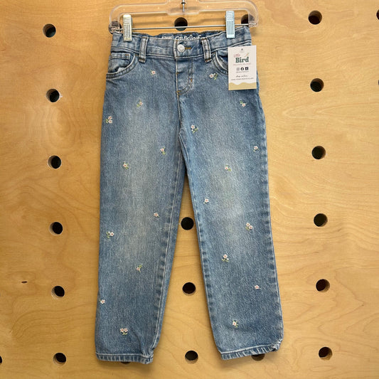 Floral Embroidered Denim