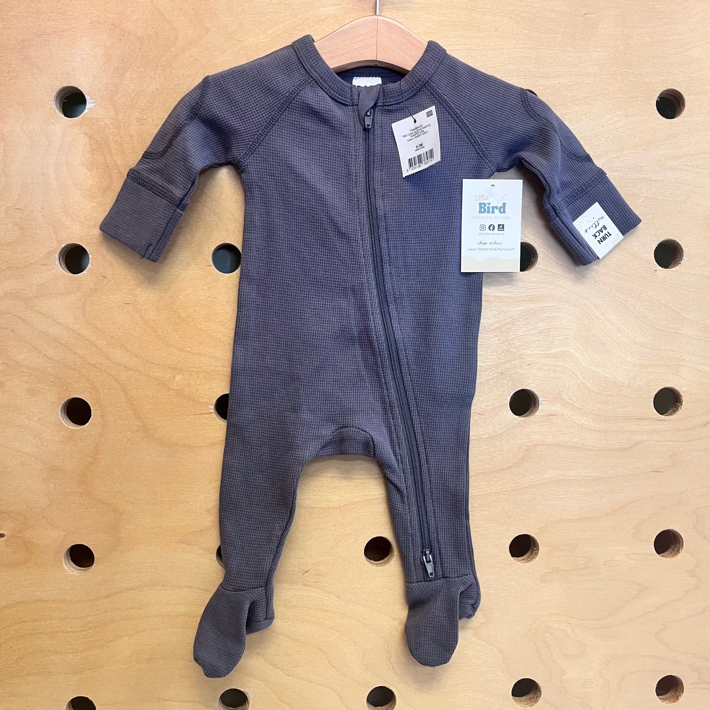 Grey Waffle 2-way Zip Footies NEW!