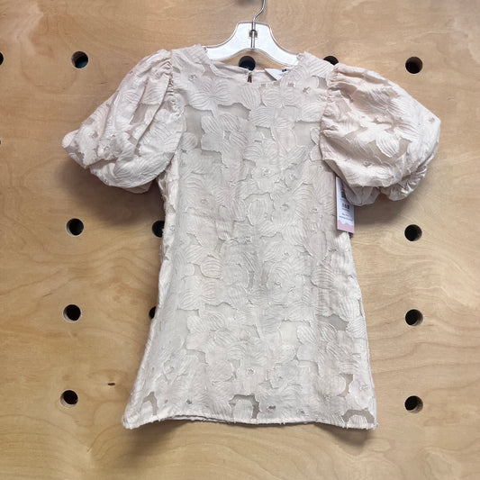 Cream Textured Flower Dress