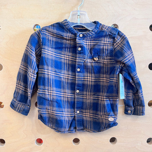 Navy/Brown Plaid Button Up