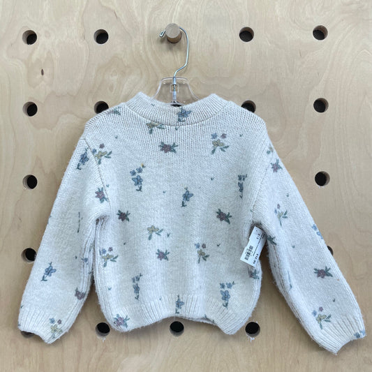 Cream Floral Mock Turtleneck Sweater