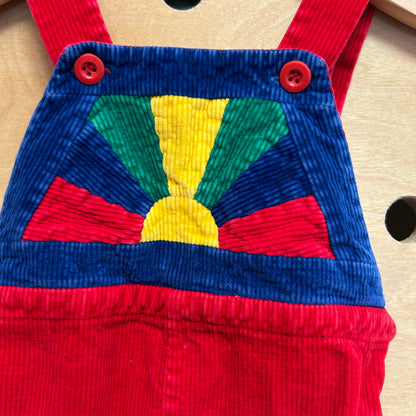 Red Colorful Sun Overalls *FLAW