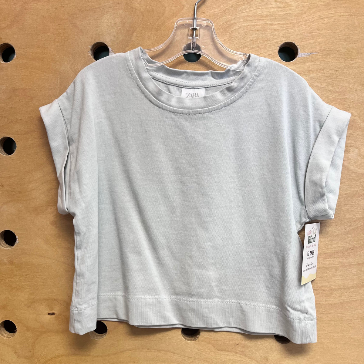 Light Blue Riolled Sleeve Top