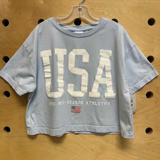 Blue USA Boxy Crop Tee