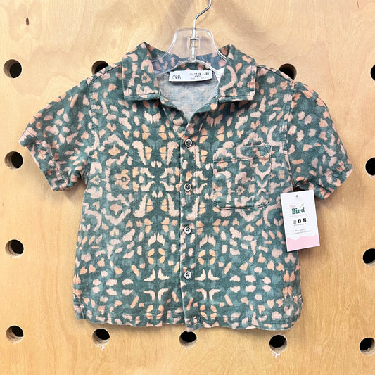 Teal & Pink Button Up Shirt