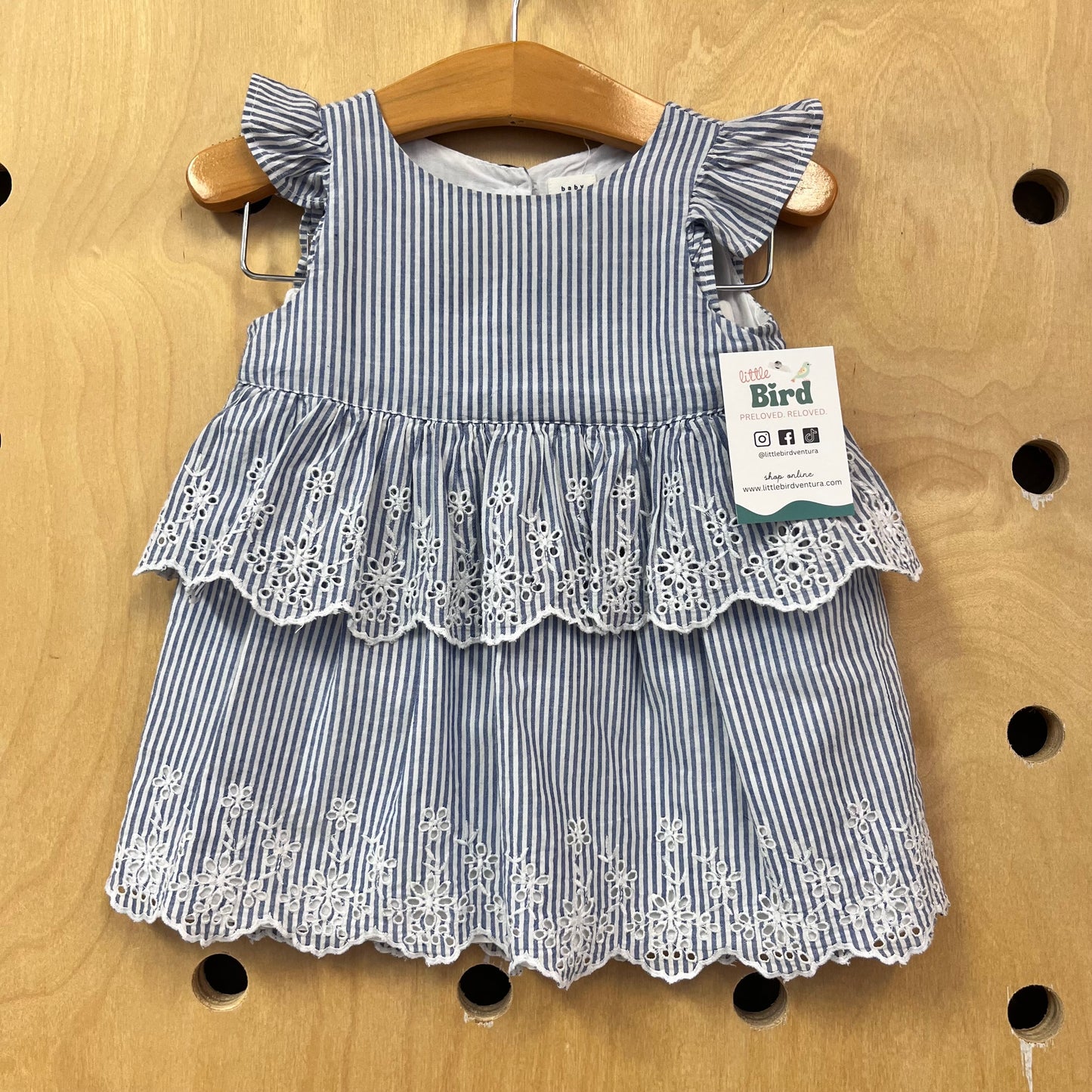 Blue Eyelet Striped Dress