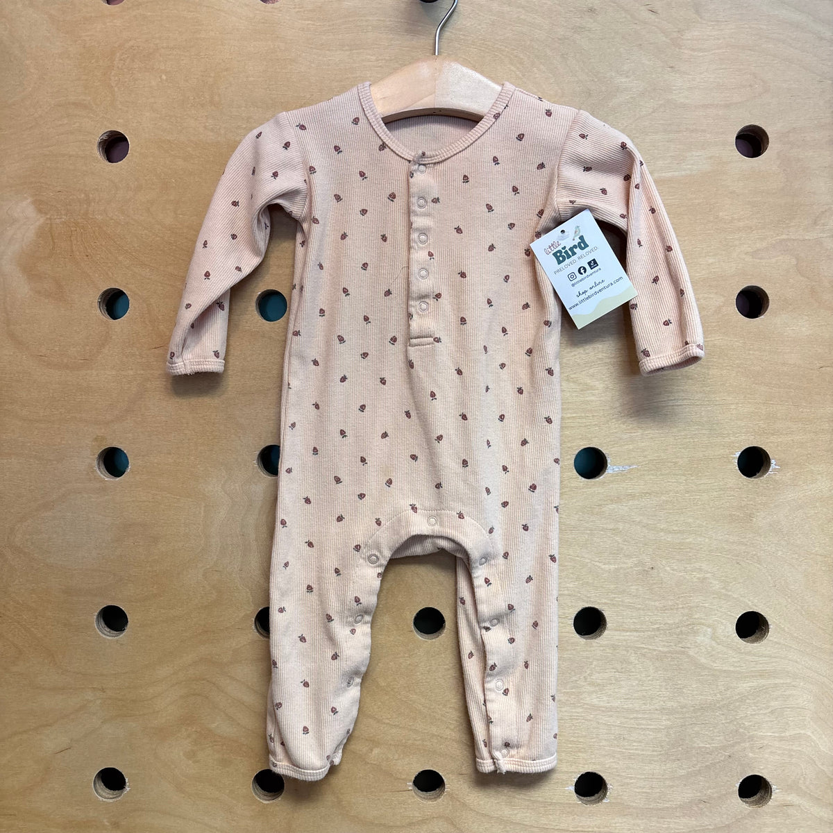 Coral Strawberries Organic Snap Romper