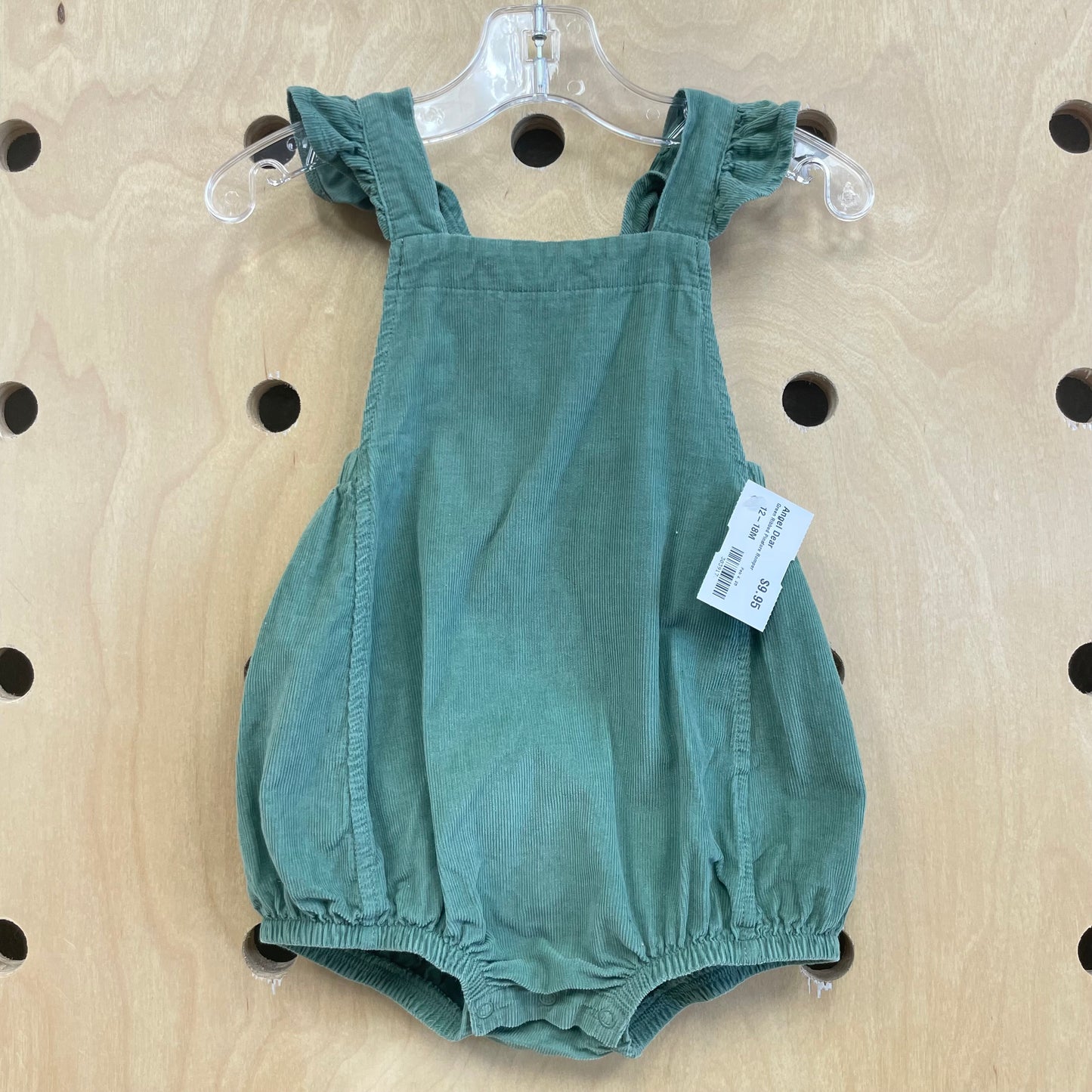 Green Ribbed Pinafore Romper