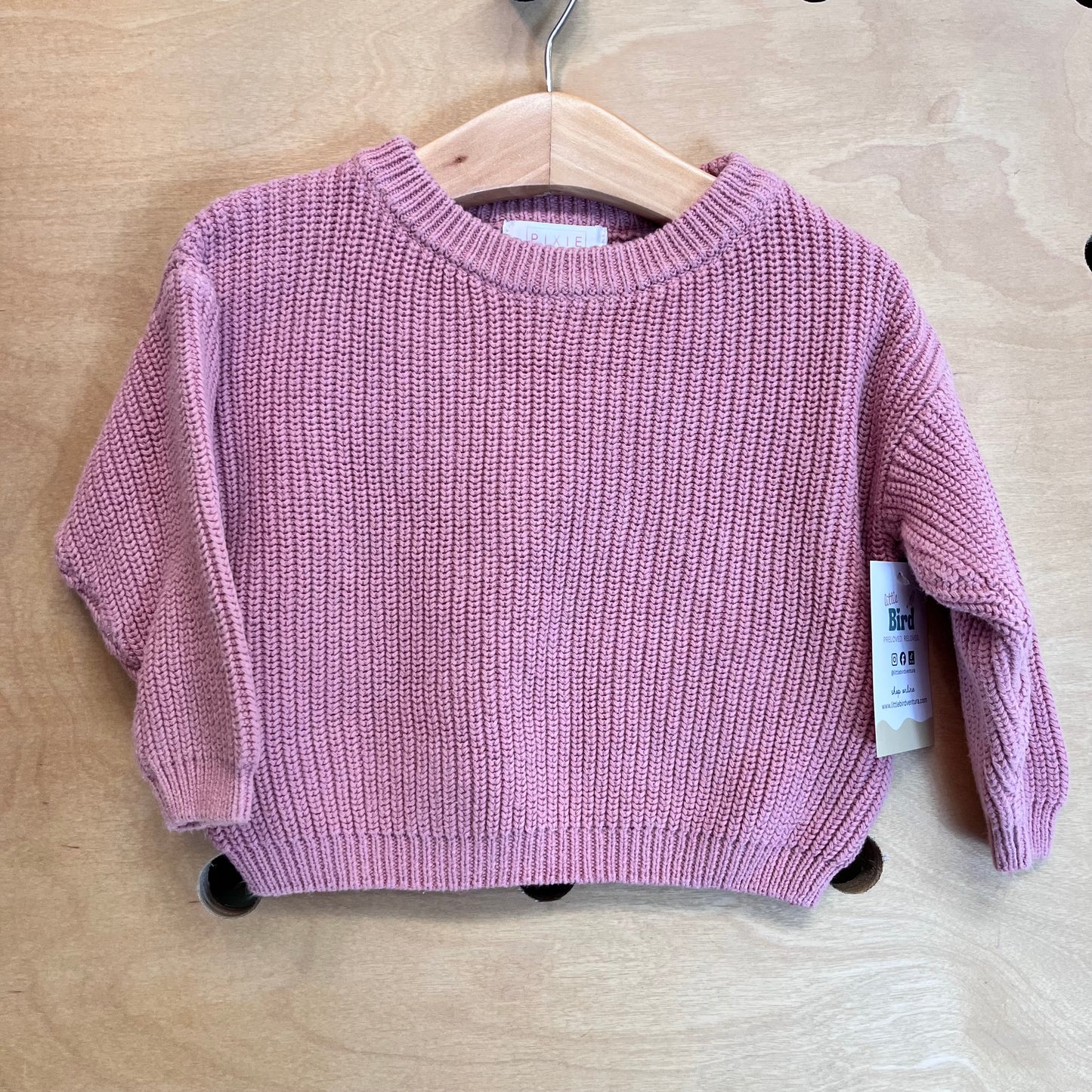 Pink Knit LS Cotton Sweater