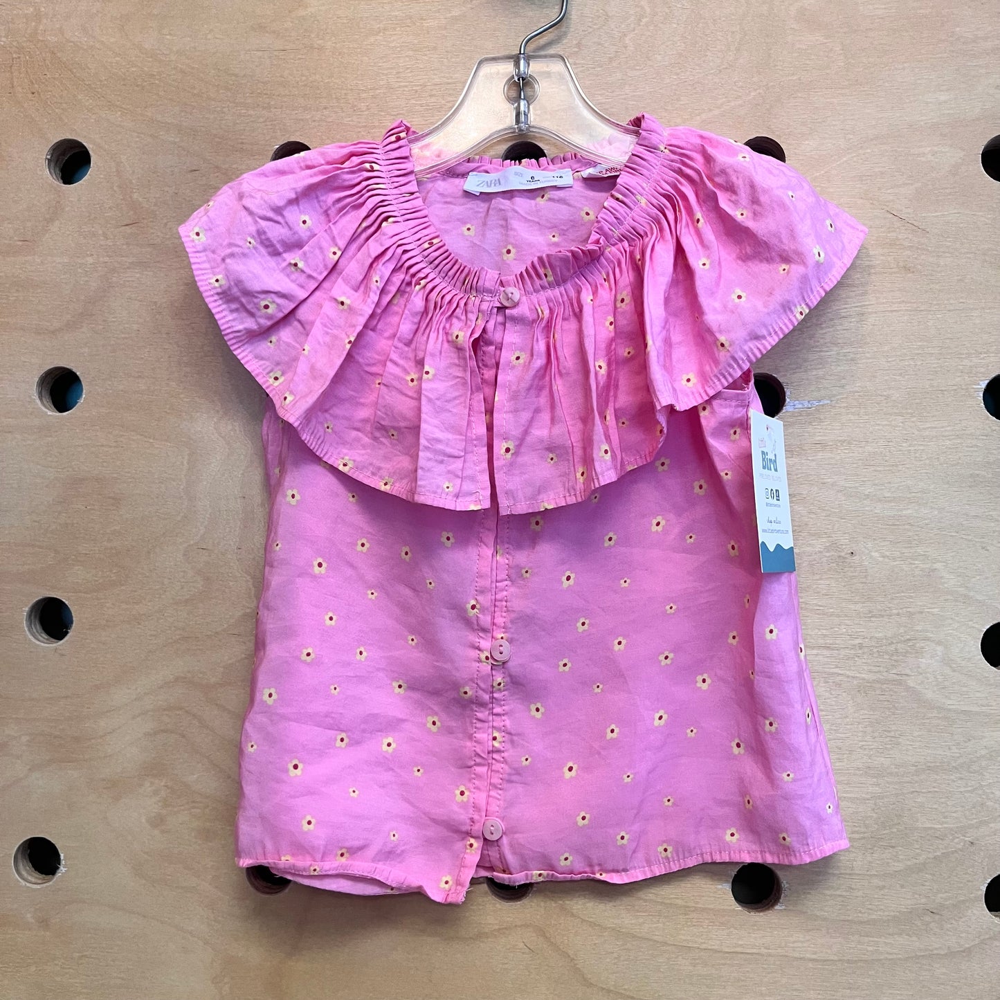 Pink Floral Button Top