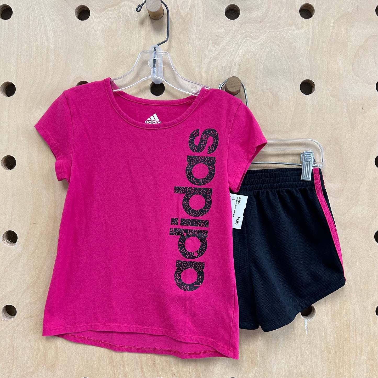 Pink & Black Atheltic Shorts & Tee