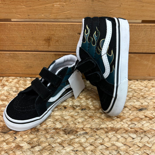 Black & Blue Flame Velcro Sneakers NEW!