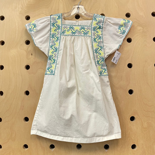 Cream Blue & Green Dress