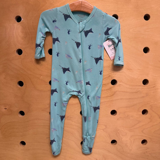 Blue Bamboo Stingray/Turtle Zippy