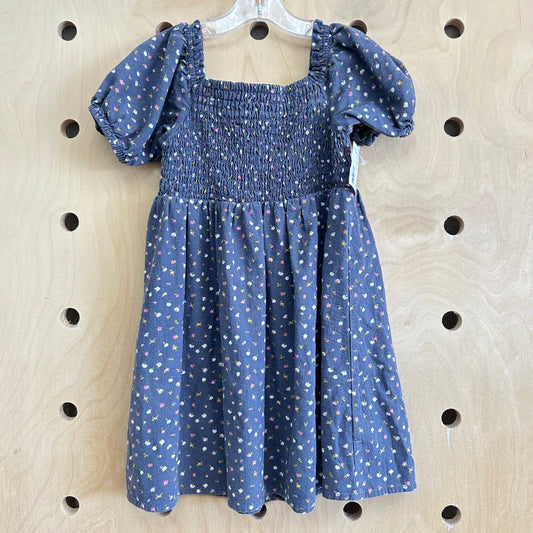 Smocked Grey Floral Dress