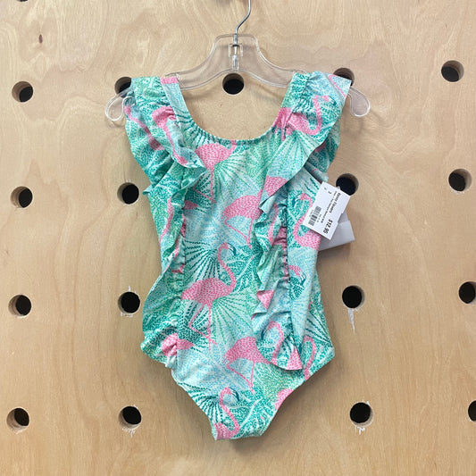Green + Pink Flamingos Swimsuit NEW!