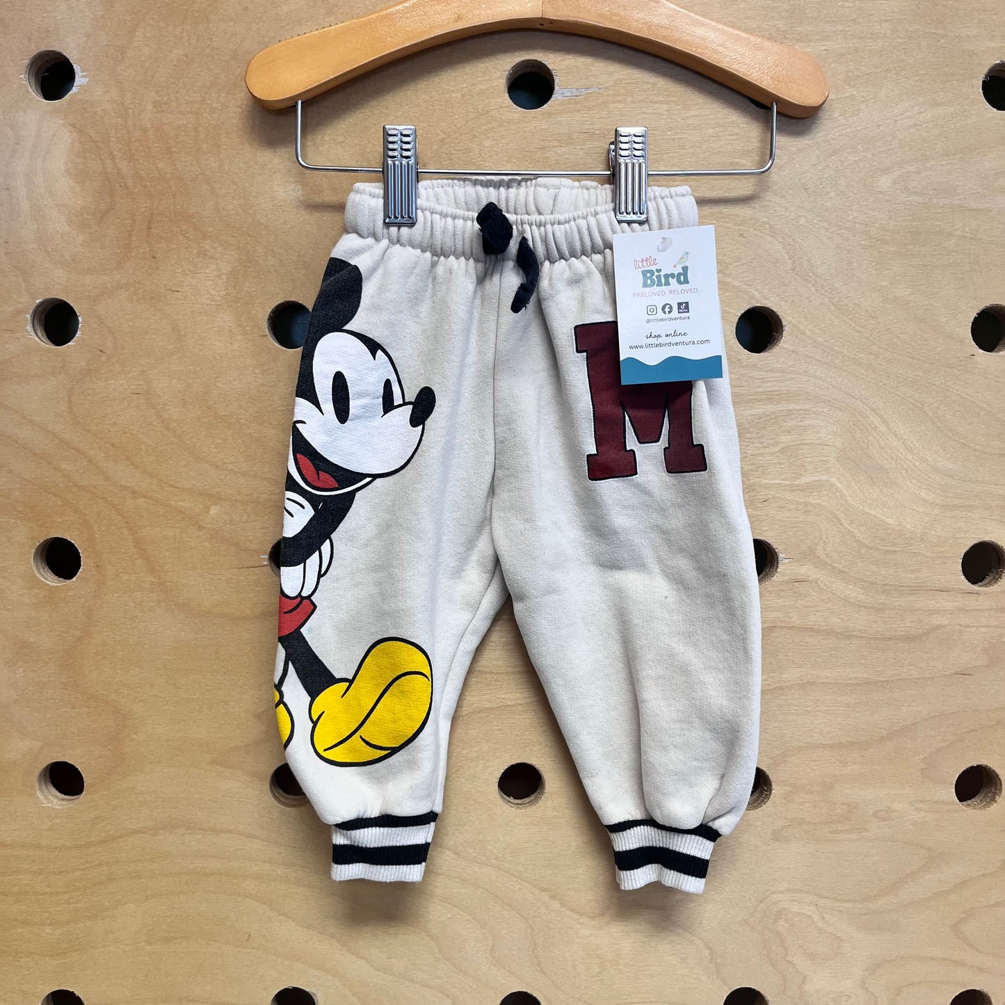Beige Mickey Drawstring Joggers