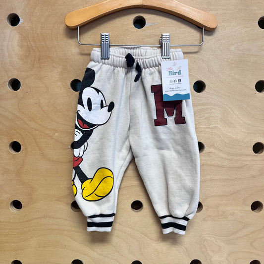 Beige Mickey Drawstring Joggers